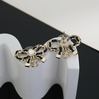 Chanel Crystal Bow Charm Earrings – Elegant Luxury Fashion Jewelry