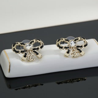 Chanel Crystal Bow Charm Earrings – Elegant Luxury Fashion Jewelry