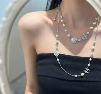 Chanel Crystal Pearl Layered Necklace – Elegant Luxury Fashion Jewelry