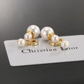 Dior Liora Pearl Crystal CD Drop Stud Earrings