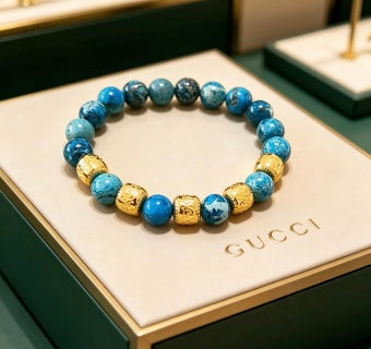 Gucci Azure Stone Beaded GG Bracelet