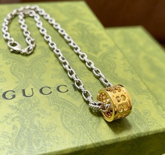 Gucci GG Barrel Charm Long Chain Necklace