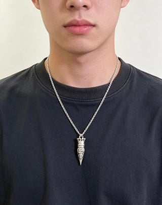 Gucci Engraved GG Spike Pendant Necklace