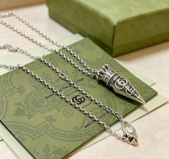 Gucci Engraved GG Spike Pendant Necklace