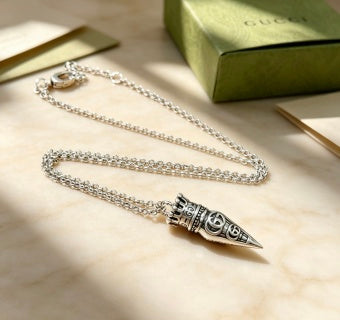 Gucci Engraved GG Spike Pendant Necklace