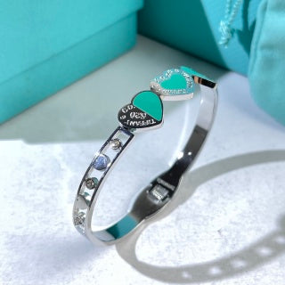 Tiffany Heart Tag Enamel Bangle Bracelet – Turquoise Heart Luxury Jewelry