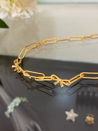 Dior Ribbon Bow Link Necklace