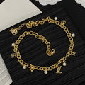 Louis Vuitton Pearl Monogram Chain Statement Necklace