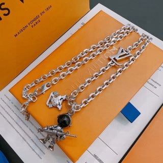 Louis Vuitton Monogram Eclipse Charm Pendant Necklace