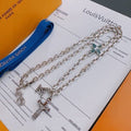 Louis Vuitton Monogram Cross Charm Layered Necklace