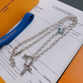 Louis Vuitton Monogram Cross Charm Layered Necklace