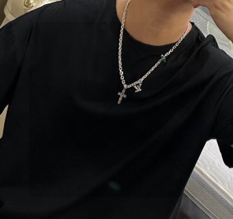 Louis Vuitton Monogram Cross Charm Layered Necklace