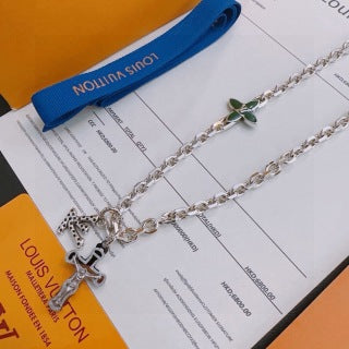 Louis Vuitton Monogram Cross Charm Layered Necklace