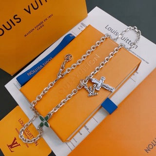 Louis Vuitton Monogram Cross Charm Layered Necklace