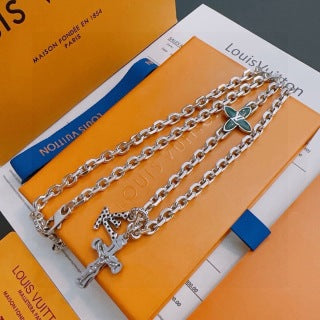 Louis Vuitton Monogram Cross Charm Layered Necklace