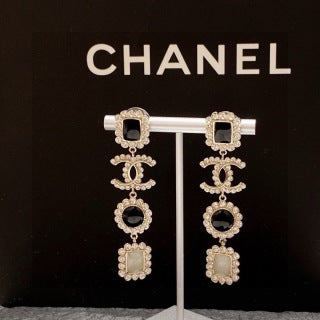 CHANEL Noir Pearl Crystal Drop Earrings