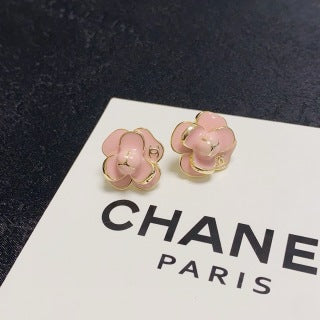 Chanel Enamel Blossom Stud Earrings