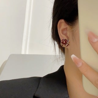 Chanel Enamel Blossom Stud Earrings