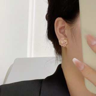 Chanel Enamel Blossom Stud Earrings