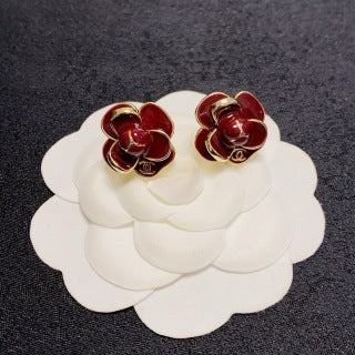Chanel Enamel Blossom Stud Earrings