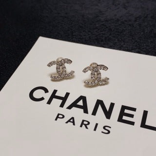 Chanel Pavé Signature CC Stud Earrings