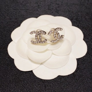 Chanel Pavé Signature CC Stud Earrings