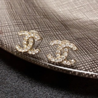 Chanel Pavé Signature CC Stud Earrings