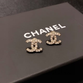 Chanel Pavé Signature CC Stud Earrings