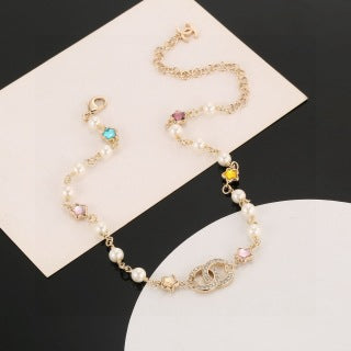 Chanel Pearl Charm Color Chain Necklace