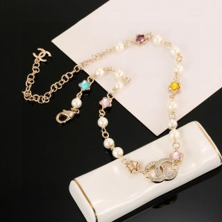 Chanel Pearl Charm Color Chain Necklace