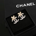 Chanel Bow Crystal Signature CC Stud Earrings