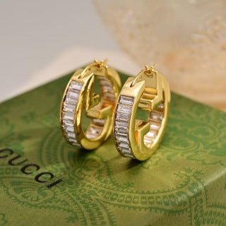 Gucci Interlocking G Crystal Hoop Earrings