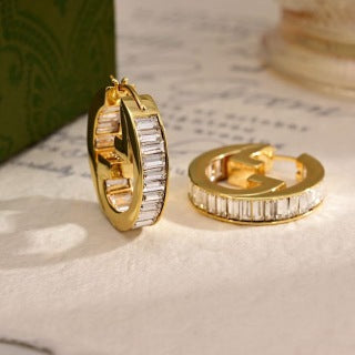 Gucci Interlocking G Crystal Hoop Earrings