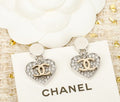Chanel Crystal Heart Pendant Earrings
