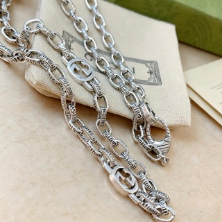 Gucci Interlocking Link Silver Chain Necklace