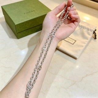 Gucci Interlocking Link Silver Chain Necklace