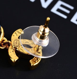 Chanel Ruby Black Pearl Drop Earrings