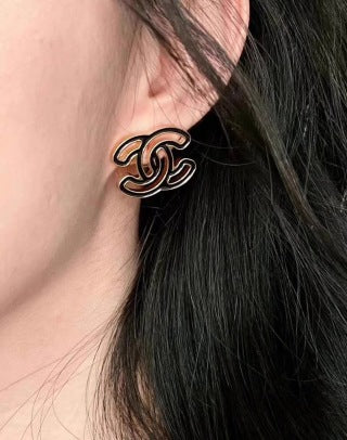 Chanel Openwork Signature CC Stud Earrings