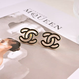 Chanel Openwork Signature CC Stud Earrings