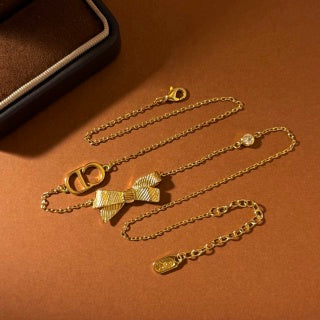 Dior Jardin Floral Bow Charm Necklace