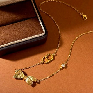 Dior Jardin Floral Bow Charm Necklace