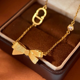 Dior Jardin Floral Bow Charm Necklace