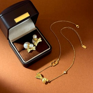 Dior Jardin Floral Bow Charm Necklace