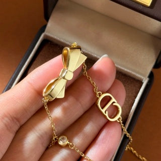 Dior Jardin Floral Bow Charm Necklace