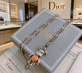 Dior Evelyne Silver Robot Charm Chain Necklace