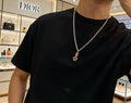 Dior Evelyne Silver Teddy Bear Charm Chain Necklace