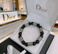 Dior Evelyne Obsidian Black Bead CD Charm Bracelet