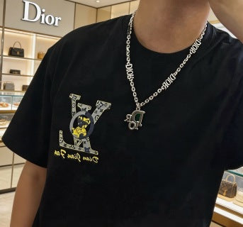 Dior Evelyne Green Crystal CD Lock Chain Necklace