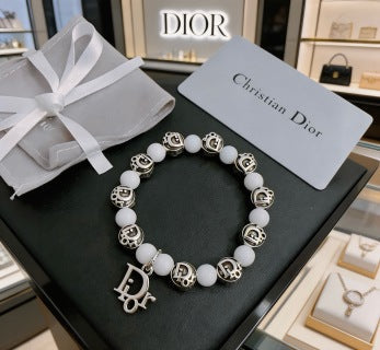 Dior Evelyne Pearl Bead CD Charm Bracelet