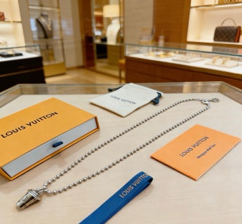Louis Vuitton Silver Pearl Bead Pendant Necklace